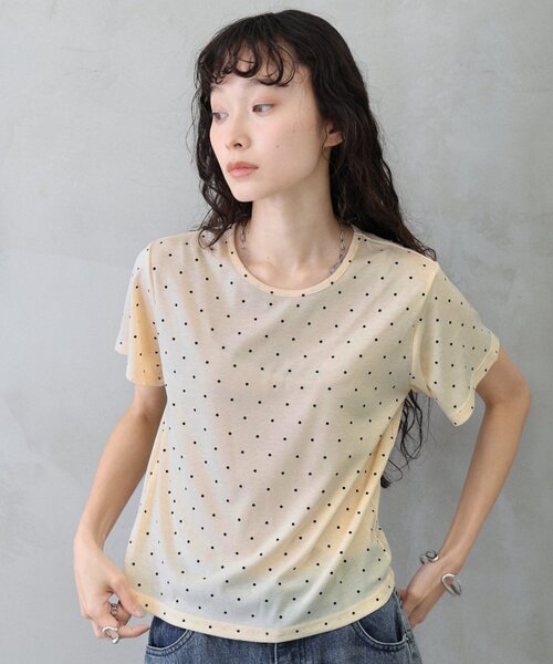 COLONY 2139(コロニートゥーワンスリーナイン)の「ドット柄Tシャツ(Tシャツ/カットソー・レディース・ホワイト/グレー/イエロー・FREE)」の4枚目の写真