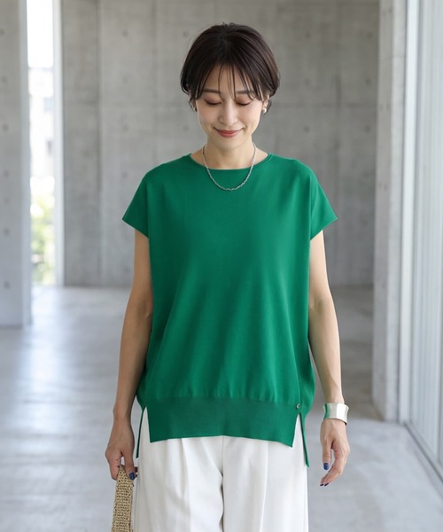 STYLE DELI（スタイルデリ）の「【selection】ハリ感スムースフレンチプルオーバー（Tシャツ/カットソー・レディース・ホワイト/レッド/グリーン・FREE）」の3枚目の写真
