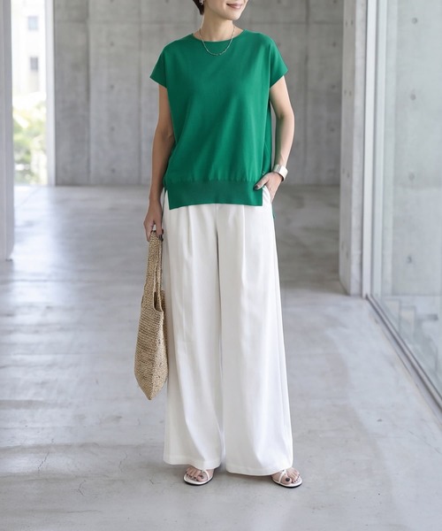 STYLE DELI（スタイルデリ）の「【selection】ハリ感スムースフレンチプルオーバー（Tシャツ/カットソー・レディース・ホワイト/レッド/グリーン・FREE）」の8枚目の写真