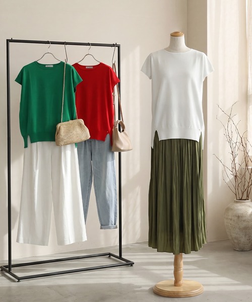 STYLE DELI（スタイルデリ）の「【selection】ハリ感スムースフレンチプルオーバー（Tシャツ/カットソー・レディース・ホワイト/レッド/グリーン・FREE）」の22枚目の写真
