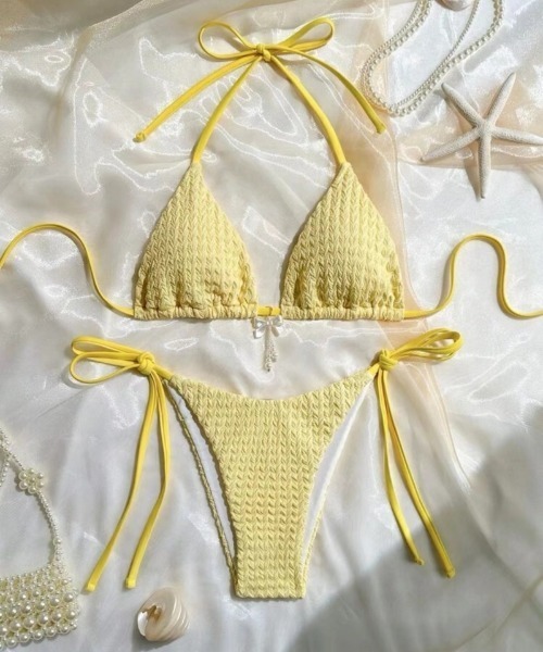 チャーム付き ワッフル 三角ビキニ 水着（水着）｜Ritzy（リッツィー