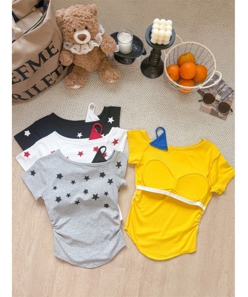 Ritzy(リッツィー)の「キャミ×ワンショルダー星柄Tシャツ(Tシャツ/カットソー・レディース・ホワイト/イエロー/ブラック/グレー・FREE)」の17枚目の写真