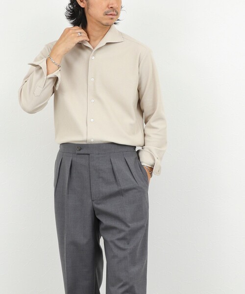 NOLLEY’S（ノーリーズ）の「《ビジカジ対応》ケーブルニットシャツ イタリアンカラー 26AW（シャツ/ブラウス・メンズ・ネイビー/ベージュ/ブラック/ホワイト・XL/L/M/S）」の17枚目の写真