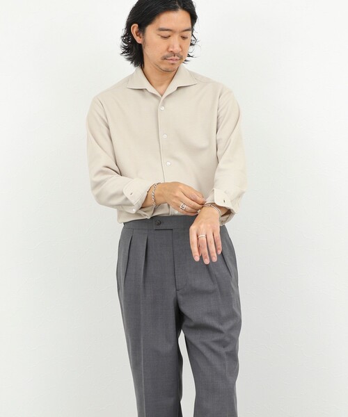 NOLLEY’S（ノーリーズ）の「《ビジカジ対応》ケーブルニットシャツ イタリアンカラー 26AW（シャツ/ブラウス・メンズ・ネイビー/ベージュ/ブラック/ホワイト・XL/L/M/S）」の18枚目の写真