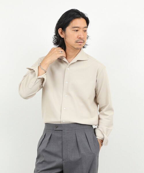 NOLLEY’S（ノーリーズ）の「《ビジカジ対応》ケーブルニットシャツ イタリアンカラー 26AW（シャツ/ブラウス・メンズ・ネイビー/ベージュ/ブラック/ホワイト・XL/L/M/S）」の8枚目の写真