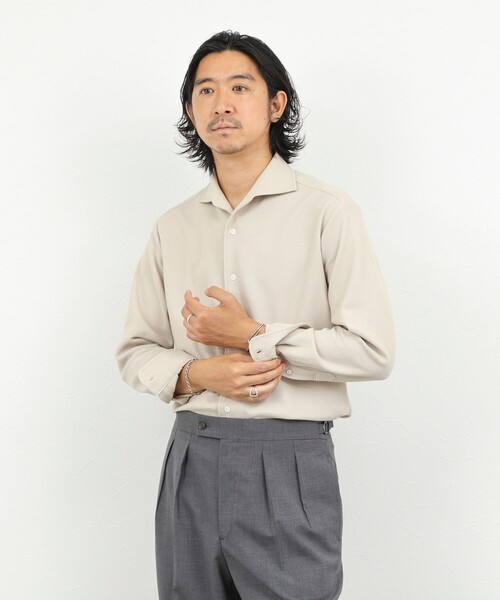 NOLLEY’S（ノーリーズ）の「《ビジカジ対応》ケーブルニットシャツ イタリアンカラー 26AW（シャツ/ブラウス・メンズ・ネイビー/ベージュ/ブラック/ホワイト・XL/L/M/S）」の9枚目の写真
