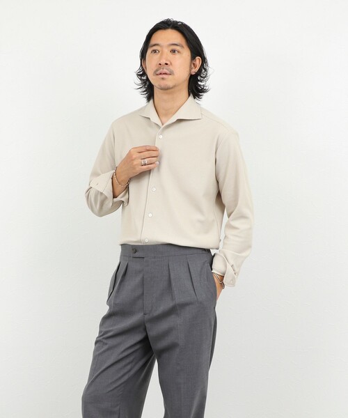 NOLLEY’S（ノーリーズ）の「《ビジカジ対応》ケーブルニットシャツ イタリアンカラー 26AW（シャツ/ブラウス・メンズ・ネイビー/ベージュ/ブラック/ホワイト・XL/L/M/S）」の10枚目の写真