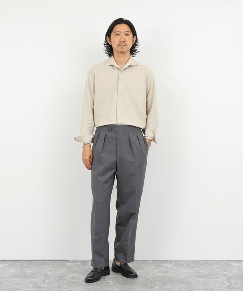 NOLLEY’S（ノーリーズ）の「《ビジカジ対応》ケーブルニットシャツ イタリアンカラー 26AW（シャツ/ブラウス・メンズ・ネイビー/ベージュ/ブラック/ホワイト・XL/L/M/S）」の11枚目の写真