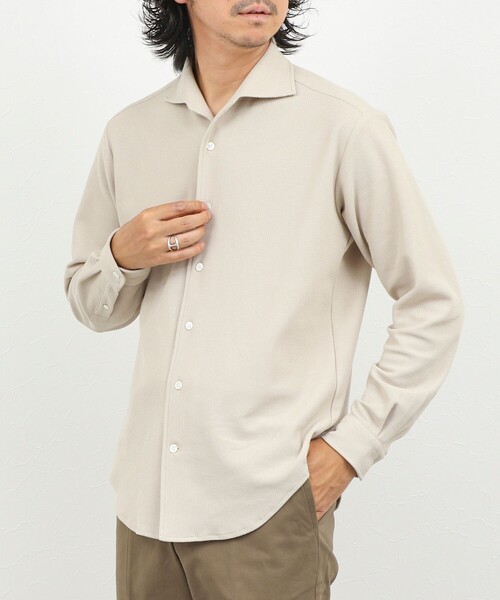NOLLEY’S（ノーリーズ）の「《ビジカジ対応》ケーブルニットシャツ イタリアンカラー 26AW（シャツ/ブラウス・メンズ・ネイビー/ベージュ/ブラック/ホワイト・XL/L/M/S）」の12枚目の写真