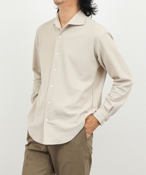 NOLLEY’S（ノーリーズ）の「《ビジカジ対応》ケーブルニットシャツ イタリアンカラー 26AW（シャツ/ブラウス・メンズ・ネイビー/ベージュ/ブラック/ホワイト・XL/L/M/S）」の13枚目の写真