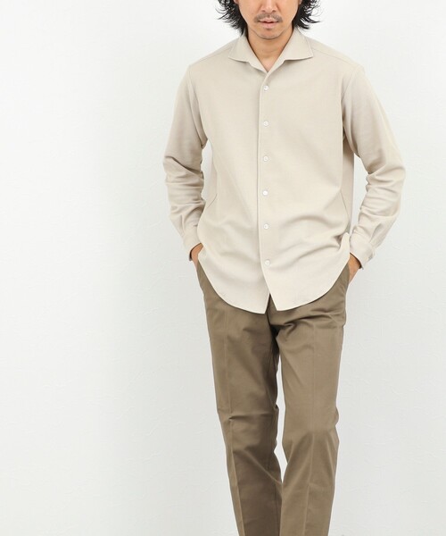 NOLLEY’S（ノーリーズ）の「《ビジカジ対応》ケーブルニットシャツ イタリアンカラー 26AW（シャツ/ブラウス・メンズ・ネイビー/ベージュ/ブラック/ホワイト・XL/L/M/S）」の5枚目の写真