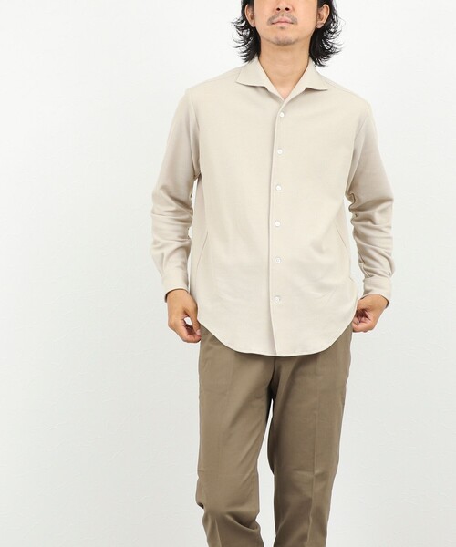 NOLLEY’S（ノーリーズ）の「《ビジカジ対応》ケーブルニットシャツ イタリアンカラー 26AW（シャツ/ブラウス・メンズ・ネイビー/ベージュ/ブラック/ホワイト・XL/L/M/S）」の6枚目の写真