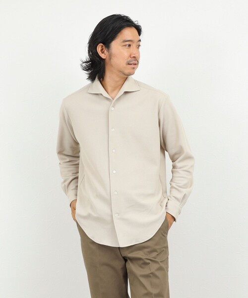NOLLEY’S（ノーリーズ）の「《ビジカジ対応》ケーブルニットシャツ イタリアンカラー 26AW（シャツ/ブラウス・メンズ・ネイビー/ベージュ/ブラック/ホワイト・XL/L/M/S）」の7枚目の写真