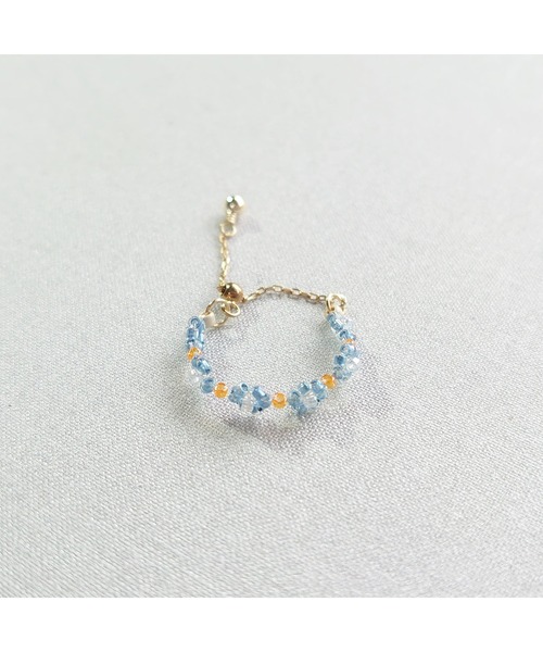 tone(トーン)の「【SunnyBOX】レトロカラーフラワーのチェーンリング(MA)(リング・レディース・ライトブルー/パープル/ブルー/オレンジ・FREE)」の1枚目の写真