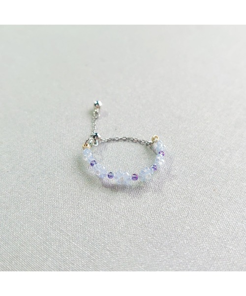 tone(トーン)の「【SunnyBOX】レトロカラーフラワーのチェーンリング(MA)(リング・レディース・ライトブルー/パープル/ブルー/オレンジ・FREE)」の2枚目の写真