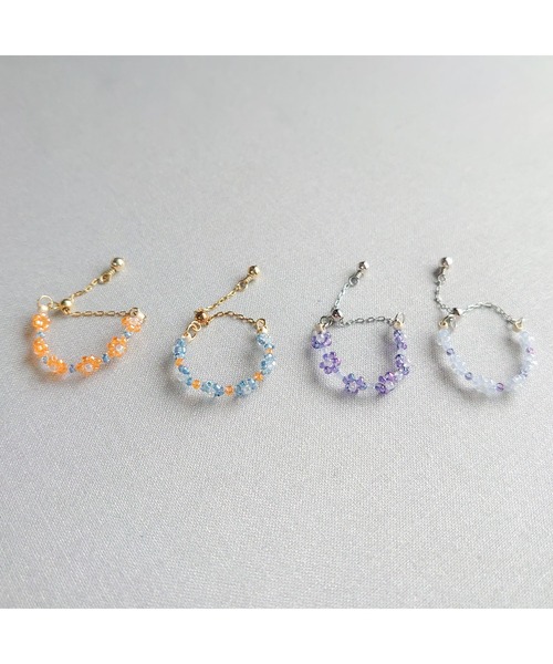 tone(トーン)の「【SunnyBOX】レトロカラーフラワーのチェーンリング(MA)(リング・レディース・ライトブルー/パープル/ブルー/オレンジ・FREE)」の6枚目の写真