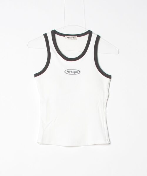 My sugar Babe（マイシュガーベイブ）の「metal logo American sleeve tank top（タンクトップ・メンズ・オフホワイト/ブラック・フリー）」の2枚目の写真