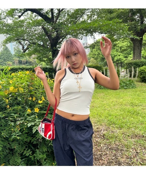 My sugar Babe（マイシュガーベイブ）の「metal logo American sleeve tank top（タンクトップ・メンズ・オフホワイト/ブラック・フリー）」の4枚目の写真