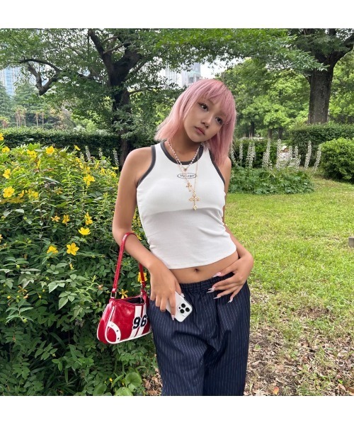My sugar Babe（マイシュガーベイブ）の「metal logo American sleeve tank top（タンクトップ・メンズ・オフホワイト/ブラック・フリー）」の5枚目の写真