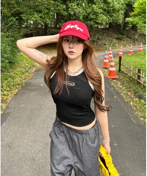 My sugar Babe（マイシュガーベイブ）の「metal logo American sleeve tank top（タンクトップ・メンズ・オフホワイト/ブラック・フリー）」の6枚目の写真