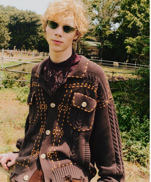 BEAVER(ビーバー)の「B omnivore/ビーオムニボー HANDSTITCH CABLE KNIT JKT ハンドステッチケーブルニットジャケット(ニット/セーター・メンズ・ホワイト/ブラック/ネイビー/ブラウン・M/L)」の3枚目の写真