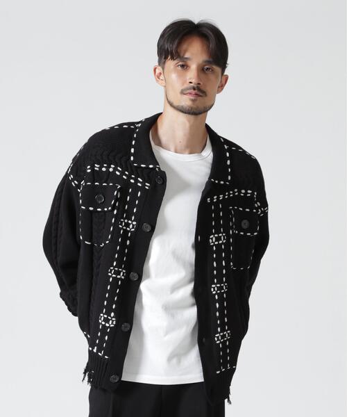 BEAVER(ビーバー)の「B omnivore/ビーオムニボー HANDSTITCH CABLE KNIT JKT ハンドステッチケーブルニットジャケット(ニット/セーター・メンズ・ホワイト/ブラック/ネイビー/ブラウン・M/L)」の6枚目の写真