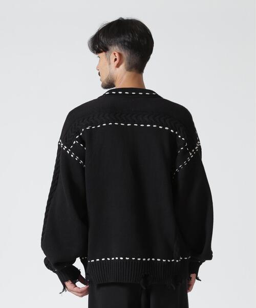 BEAVER(ビーバー)の「B omnivore/ビーオムニボー HANDSTITCH CABLE KNIT JKT ハンドステッチケーブルニットジャケット(ニット/セーター・メンズ・ホワイト/ブラック/ネイビー/ブラウン・M/L)」の7枚目の写真