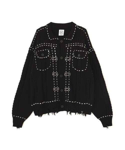 BEAVER(ビーバー)の「B omnivore/ビーオムニボー HANDSTITCH CABLE KNIT JKT ハンドステッチケーブルニットジャケット(ニット/セーター・メンズ・ホワイト/ブラック/ネイビー/ブラウン・M/L)」の10枚目の写真