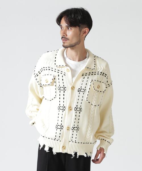 BEAVER(ビーバー)の「B omnivore/ビーオムニボー HANDSTITCH CABLE KNIT JKT ハンドステッチケーブルニットジャケット(ニット/セーター・メンズ・ホワイト/ブラック/ネイビー/ブラウン・M/L)」の15枚目の写真