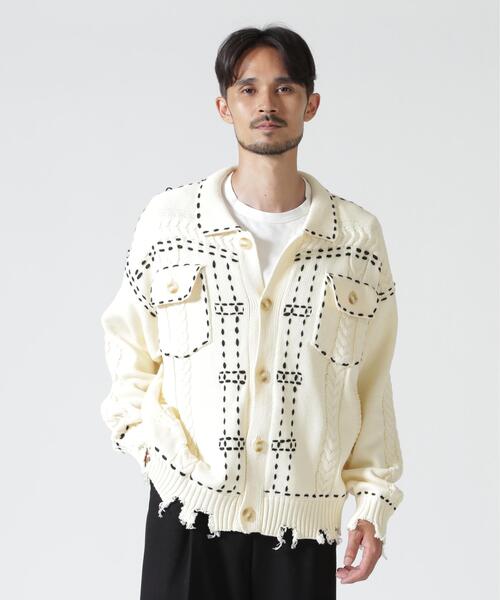 BEAVER(ビーバー)の「B omnivore/ビーオムニボー HANDSTITCH CABLE KNIT JKT ハンドステッチケーブルニットジャケット(ニット/セーター・メンズ・ホワイト/ブラック/ネイビー/ブラウン・M/L)」の16枚目の写真