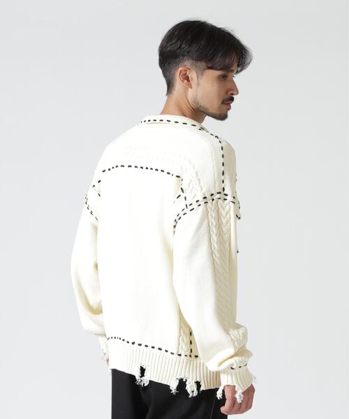 BEAVER(ビーバー)の「B omnivore/ビーオムニボー HANDSTITCH CABLE KNIT JKT ハンドステッチケーブルニットジャケット(ニット/セーター・メンズ・ホワイト/ブラック/ネイビー/ブラウン・M/L)」の20枚目の写真