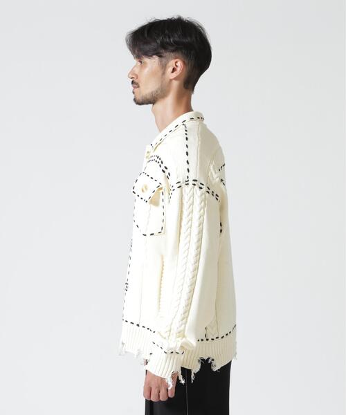 BEAVER(ビーバー)の「B omnivore/ビーオムニボー HANDSTITCH CABLE KNIT JKT ハンドステッチケーブルニットジャケット(ニット/セーター・メンズ・ホワイト/ブラック/ネイビー/ブラウン・M/L)」の21枚目の写真