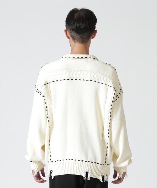 BEAVER(ビーバー)の「B omnivore/ビーオムニボー HANDSTITCH CABLE KNIT JKT ハンドステッチケーブルニットジャケット(ニット/セーター・メンズ・ホワイト/ブラック/ネイビー/ブラウン・M/L)」の22枚目の写真