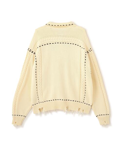 BEAVER(ビーバー)の「B omnivore/ビーオムニボー HANDSTITCH CABLE KNIT JACKET ハンドステッチケーブルニットジャケット(ニット/セーター・メンズ・ホワイト/ブラック/ネイビー/ブラウン・M/L)」の11枚目の写真