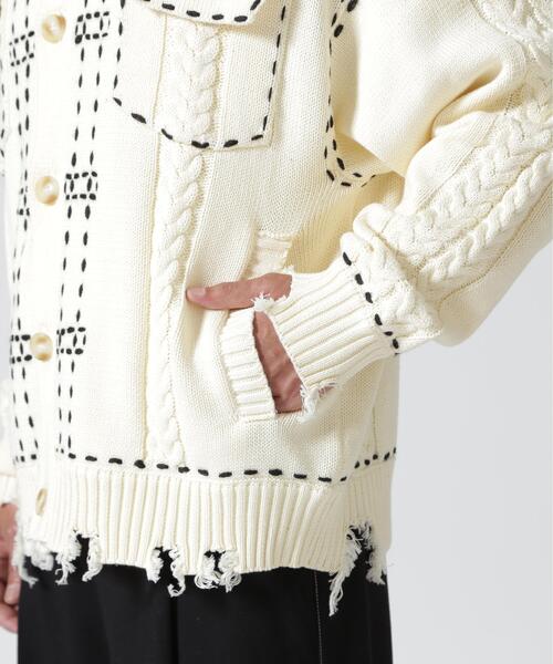 BEAVER(ビーバー)の「B omnivore/ビーオムニボー HANDSTITCH CABLE KNIT JACKET ハンドステッチケーブルニットジャケット(ニット/セーター・メンズ・ホワイト/ブラック/ネイビー/ブラウン・M/L)」の16枚目の写真
