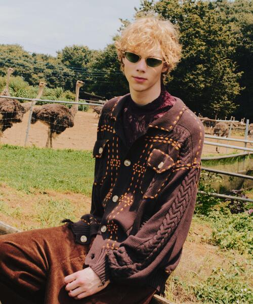 BEAVER(ビーバー)の「B omnivore/ビーオムニボー HANDSTITCH CABLE KNIT JACKET ハンドステッチケーブルニットジャケット(ニット/セーター・メンズ・ホワイト/ブラック/ネイビー/ブラウン・M/L)」の17枚目の写真