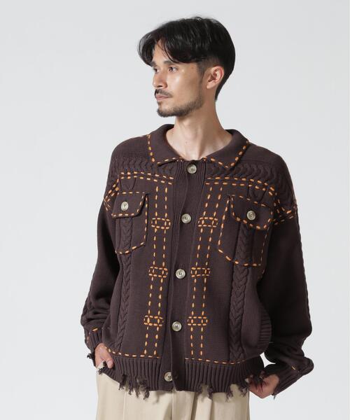 BEAVER(ビーバー)の「B omnivore/ビーオムニボー HANDSTITCH CABLE KNIT JACKET ハンドステッチケーブルニットジャケット(ニット/セーター・メンズ・ホワイト/ブラック/ネイビー/ブラウン・M/L)」の20枚目の写真