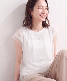 チュール重ねノースリTOPS