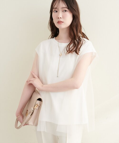 natural couture(ナチュラルクチュール)の「チュール重ねノースリTOPS(Tシャツ/カットソー・レディース・ネイビー/その他1/ブラック/オフホワイト/その他2・FREE)」の13枚目の写真