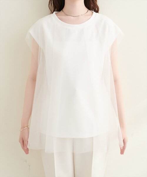 natural couture(ナチュラルクチュール)の「チュール重ねノースリTOPS(Tシャツ/カットソー・レディース・ネイビー/その他1/ブラック/オフホワイト/その他2・FREE)」の17枚目の写真
