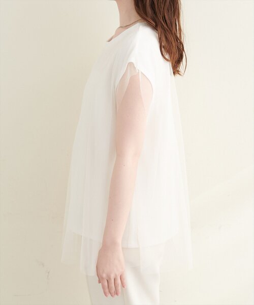 natural couture(ナチュラルクチュール)の「チュール重ねノースリTOPS(Tシャツ/カットソー・レディース・ネイビー/その他1/ブラック/オフホワイト/その他2・FREE)」の18枚目の写真