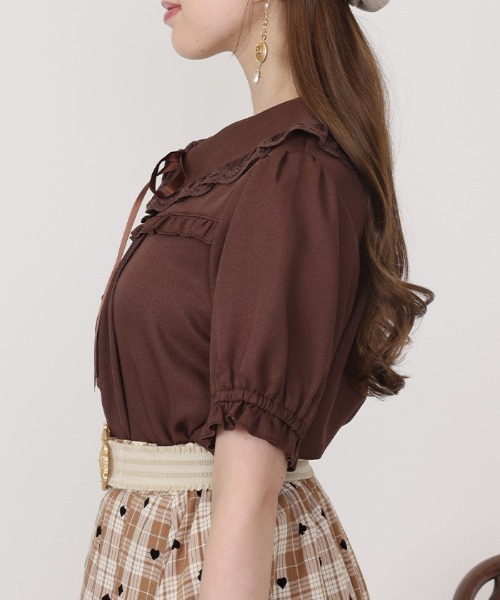 axes femme POETIQUE(アクシーズファムポエティック)の「リボン付きレース丸衿ブラウス(シャツ/ブラウス・レディース・ブラウン/サックスブルー/ホワイト・MEDIUM)」の17枚目の写真