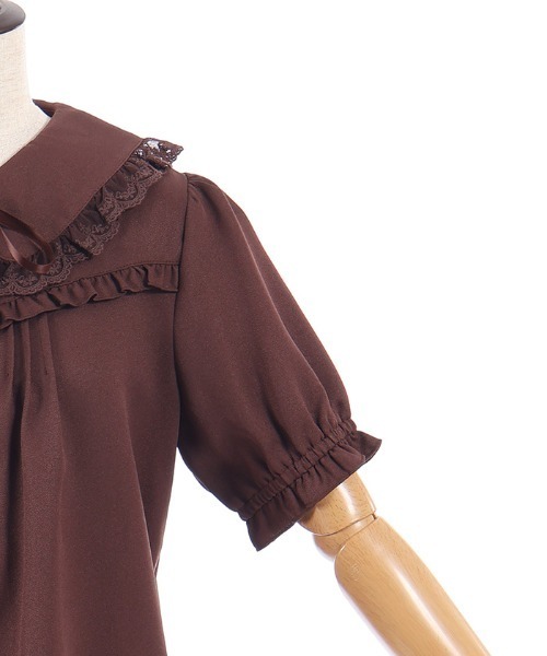 axes femme POETIQUE(アクシーズファムポエティック)の「リボン付きレース丸衿ブラウス(シャツ/ブラウス・レディース・ブラウン/サックスブルー/ホワイト・MEDIUM)」の4枚目の写真
