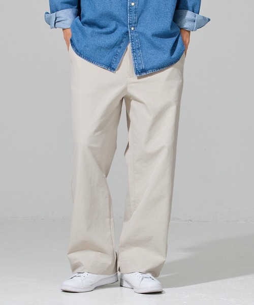 coca(coca)(コカ)の「ソフトツイルワイドチノパンツ(チノパンツ・メンズ・アイボリー/チャコール・L/M/XL)」の2枚目の写真