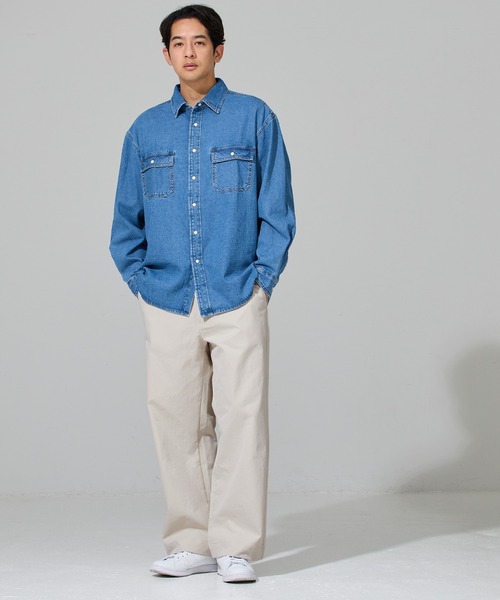 coca(coca)(コカ)の「ソフトツイルワイドチノパンツ(チノパンツ・メンズ・アイボリー/チャコール・L/M/XL)」の3枚目の写真