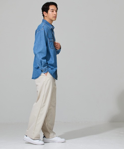 coca(coca)(コカ)の「ソフトツイルワイドチノパンツ(チノパンツ・メンズ・アイボリー/チャコール・L/M/XL)」の7枚目の写真