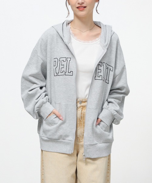 Honeys(ハニーズ)の「ロゴビッグジップパーカー(パーカー・レディース・ピンク/グリーン/ネイビー/杢グレー・M/L)」の2枚目の写真