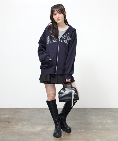 Honeys(ハニーズ)の「ロゴビッグジップパーカー(パーカー・レディース・ピンク/グリーン/ネイビー/杢グレー・M/L)」の6枚目の写真