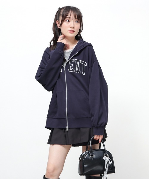 Honeys(ハニーズ)の「ロゴビッグジップパーカー(パーカー・レディース・ピンク/グリーン/ネイビー/杢グレー・M/L)」の8枚目の写真