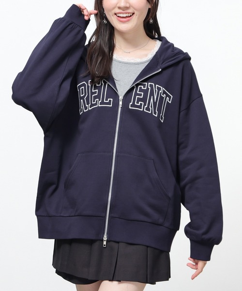 Honeys(ハニーズ)の「ロゴビッグジップパーカー(パーカー・レディース・ピンク/グリーン/ネイビー/杢グレー・M/L)」の9枚目の写真